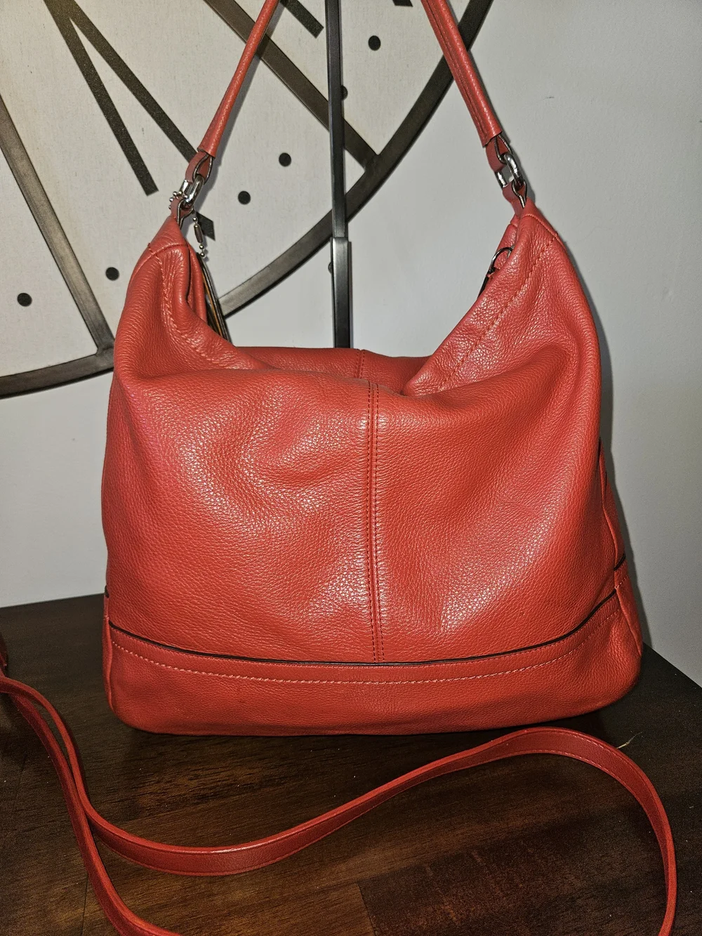 Coach Park Leather Hobo Shoulder Bag with Yellow Tag Accent